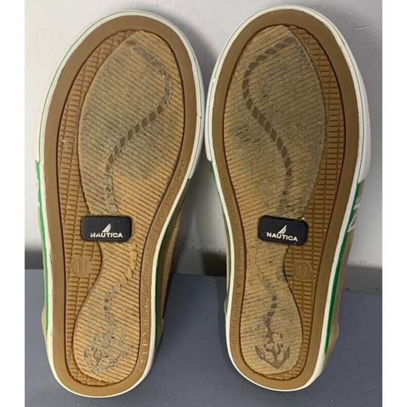 Nautica Boys Boat Shoes Tan Canvas Lace-Up Size 11 - Picture 8 of 8